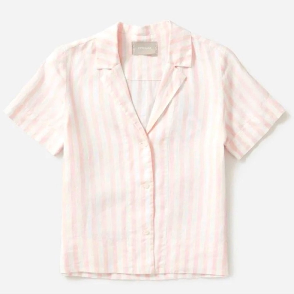 EVERLANE linen shirt, pink/white striped, 4